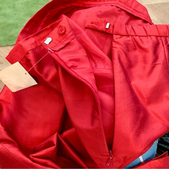 💧Coldwater Creek Red Shimmer 100% Silk Slacks size Petite 6 - Picture 7 of 8